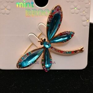 Colorful Dragonfly Teal Brooch